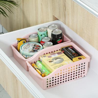 China New Style Fancy Stocked Kitchen Used Plastic Basket With Handles For Storage Vegetables Fruits In Kitchen Plastic Basket for sale