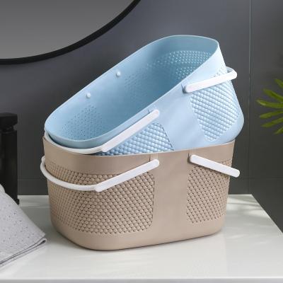 China Wholesale Viable Plastic Portable Basket Debris Bathroom Storage Basket Dirty Clothes Storage Basket for sale