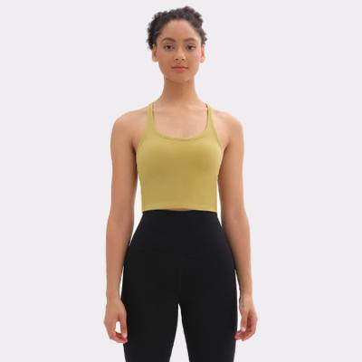 China C2935 Ginger Yellow Breathable Sport Ultra Cable Top Sports Bra for sale