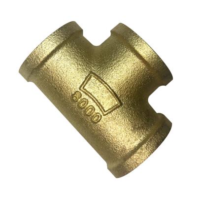 China Water Stone Turning Manufacturers Female Brass Tee Hot Forging Parts for sale