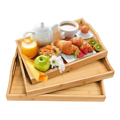 China 2021 New Design Restaurant Hotel Wooden Serving Tray Home Natural Bamboo Decorative Storage Tray for sale