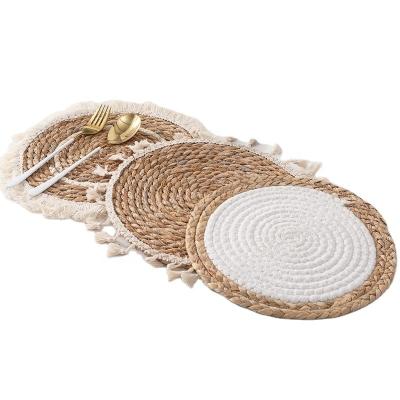 China Sustainable Table Mats And Round Rope Coasters For Drinks Woven Round Coasters Absorbent Heat Resistant for sale