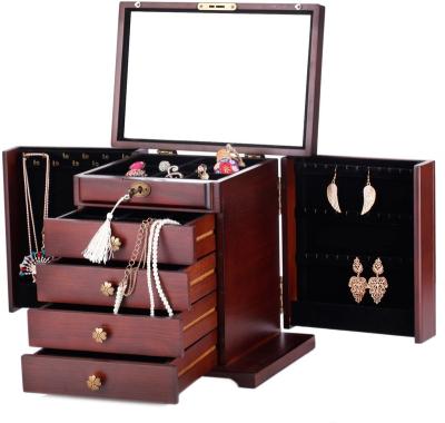 China Household Gift Storage Box With Mirror Jewelry Box Cabinet Armor Ring Necklace for sale