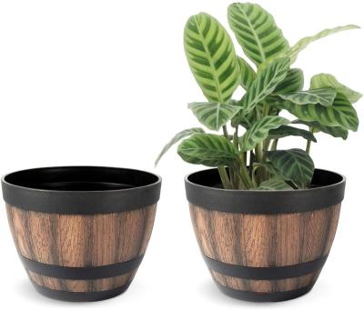 China 100% handmade the plant container with drainage hole is very suitable for plant growth to imitate barrel and wine barrel design for sale