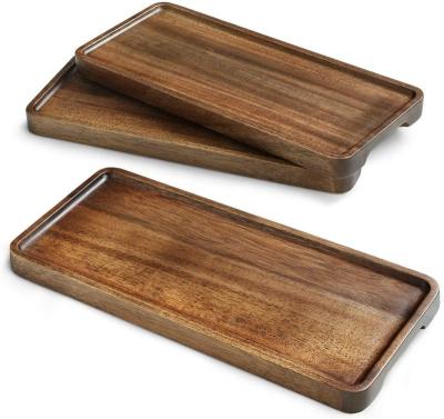 China Restaurant Home Natural Acacia Hotel Wood Tray, Wooden Cheese Dish, Serveable and Handmade Wooden Tableware Set, Rectangle for sale