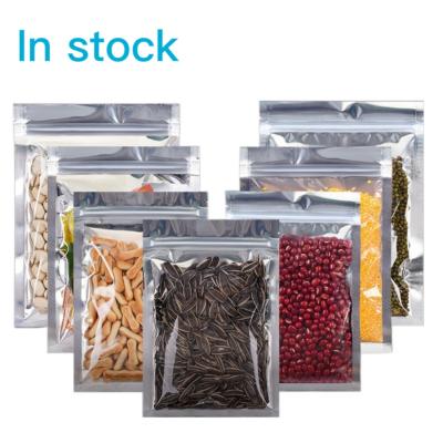 China Wholesale Front Clear Silver Zip Lock Mylar Disposable Food Plastic Grocery Poly Bag Zipper Resealable Aluminum Foil Packing Bags for sale