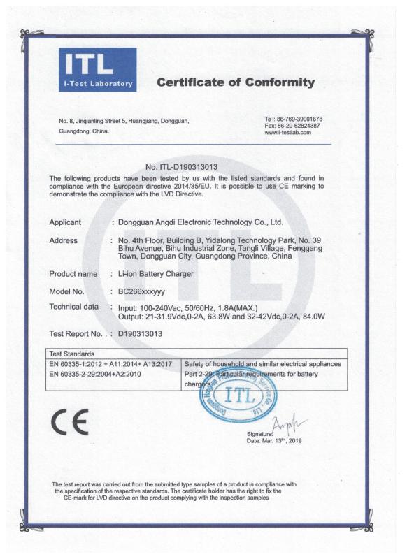 CE - Dongguan Angdi Technology Co., Ltd.