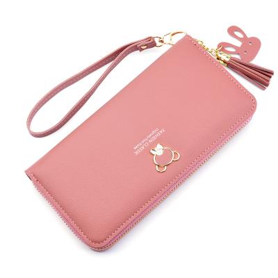 China New PU Leather Phone Wallet Waterproof Korean Multifunctional Fashion Long Purse Wristlet Women Purse Card Holder Clutch Purse Bag for sale