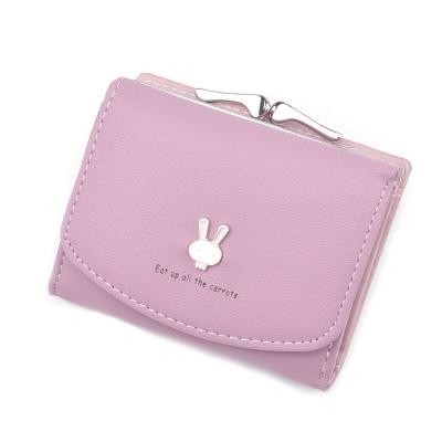 China Mini Rabbit ID Gift Card Holder Coin Purse Women's Leather Wallet New Design Triple Slim Cute Korean Waterproof Fashion for sale