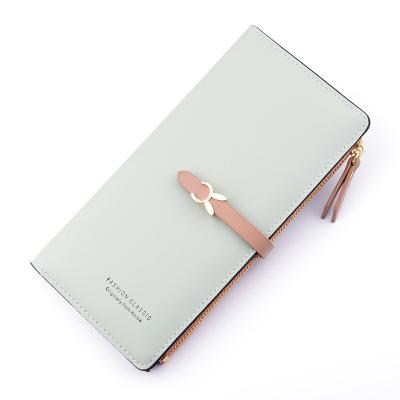 China Multi-function Movable PU Coin Leather Purse Color Fashion Card Holder Purse Minimalist Pure Waterproof Women Long Bifold Wallet for sale