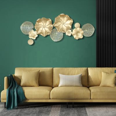 China Wholesale Modular Hot Sale Wall Art Flower Metal Wrought Iron Morden Luxury Wall Decoration Pendant for sale