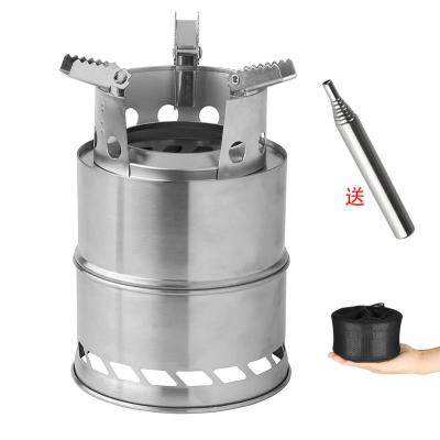 China Outdoor Camping Mini Portable Stainless Steel Wood Burning Stove BBQ Grill Stove for sale