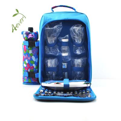 China High Quality Custom Made Picnic Wine Cooler Bag Factory Hot-selling Picnic Backpack Bag With Wine Holder And Cooler Pocket For 4 People for sale