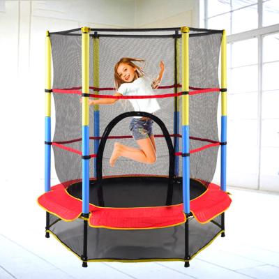 China With Protective Net Export Kids Fitness Baby Outdoor Circular 55 Inch Kids Trampoline With Guardrail Family Spring Trampoline for sale