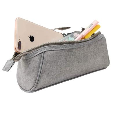 China Schools & Custom Printed Gray Offices 2021 Stationery Pencil Case Bag Pencil Bag School Zipper Pouch for sale