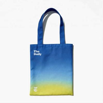 China Eco friendly material/100%cotton full dye sublimation poly cotton canvas daily printing flat tote bag for sale