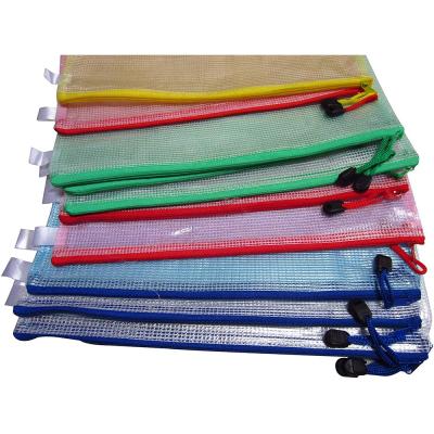 China Cosmetics Convenience Document Organize Mesh PVC Zipper File Bags for sale