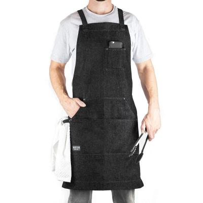 China Waxed canvas with leather-riveted straps and brass waist buckle cotton canvas denim kitchen apron factory in Canton for sale