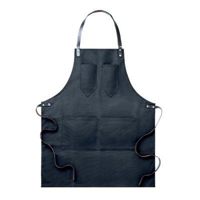 China Waxed canvas with leather-riveted straps and brass waist buckle black waxed canvas apron with leather straps and brass waist buckle for sale