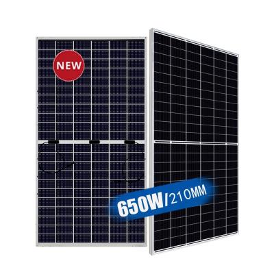 China Luxury 650W 66cells Bifacial 132half cells  solar panel with double glass for ground production and roof  solar panel for sale