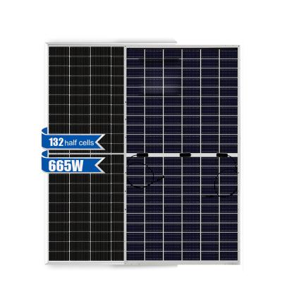 China Luxury Double  side tempered glass  bifacial solar panels 210mm  665W DMH8-66cells 132half cells for sale