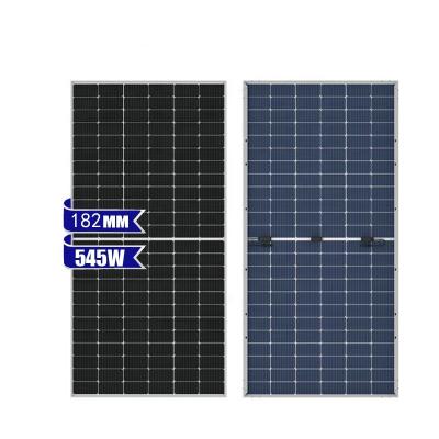 China Luxury Bifacial Solar Panel Double Side Tempered Glass Bifacial Solar Panel 545W 182mm 144 half cells double glass for sale