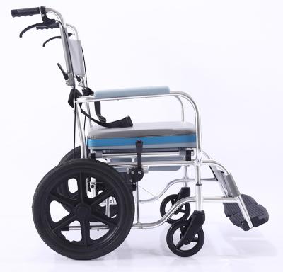 China Dual Function Affordable Manual Wheelchair Commode Collapsible Folding Wheelchair for sale