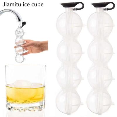 China DIY Round Ice Ball Grid 4 Cavity Ice Cube Maker Stocked Shape For Flexible Silicone Whiskey Cocktail for sale