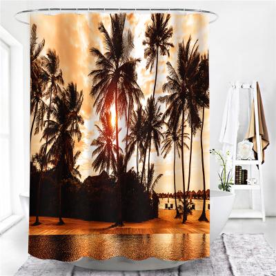 China Sustainable Digital Printing Shower Curtain Optional Polyester Printed Marine Biological Bath Curtain for sale