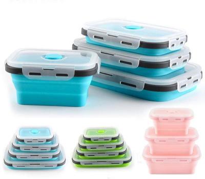 China Viable Silicone Collapsible Lunch Box Food Wrap Boxes Portable Outdoor Food Storage Container Picnic Camping Microwavable for sale