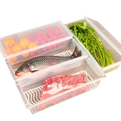 China Durable Transparent Plastic Refrigerator Water Drain Kitchen Storage Container Fruit Vegetable Container Food Fresh Box for sale