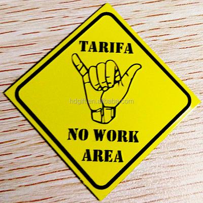 China Europe TARIFA NO WORK AREA Tin Sign Custom Printing Nameplate Small Metal Name Tag Mini Aluminum Plate Te koop