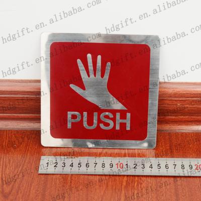 中国 American and European stainless steel sliver enamel red door signs back sticker wall nameplate hotel room come-and-go sign plate 販売のため