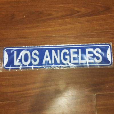 中国 Africa LOS ANGELES Embossed Metal Tin Wall Sign Plate Custom Nameplate 販売のため