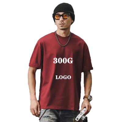 China Other 300GSM Custom logo high quality blank Drop shoulder heavy oversized men's brushed 100% cotton t shirt for sale