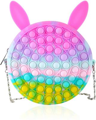 China New Cartoon Silicone Bag Christmas Busy People Shoulder Bag Push It Bubble Busty Person Toy Bag Noise It Pinch For Kids Girls Woman for sale