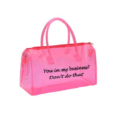 China Wholesale Fashion Customized Spendanight Tote Bag 2021 Glitter Duffle Overnight Bags Clear Holographic Spend Night Jelly Duffle Bag for sale