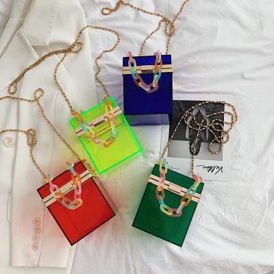 China New Fashion Square Luxury Purse Transparent Box Form Mini Tote Bags Clear Acrylic Designer Part Even Handbags For Women for sale