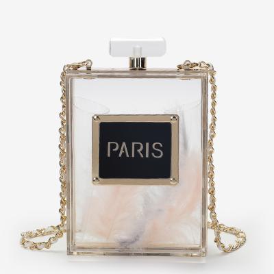 China Fashion Clear Clutch Candy See Through Even Clear Perfume Shaped Purse Acrylic Box Cross - Body Bag Ladis Bage Handbags for sale