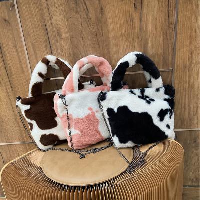 China Fashion Wholesale Chains Female Purses Winter Fur Cash Cow Print Women Brand And Bags Handbags Cross - Body for sale