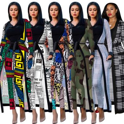 China 2021 Fashion Tracksuit Clothing QUICK DRY Women Two Piece Set 2-Piece Set Nightclub Clothes Print Long Sleeve Top Two Piece Pants Sets for sale