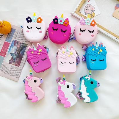 China Lovely Kawaii Fashion Candy Color Cute Cartoon Animal Silicone Children Kids Purses Unicorn Coin Little Girl Purses for sale