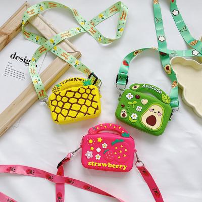 China Fashion Summer Cute Fruit Children's Bag Silicone Coin Purse Kids Pinch Mini Toddler Girls Purse Cute for sale