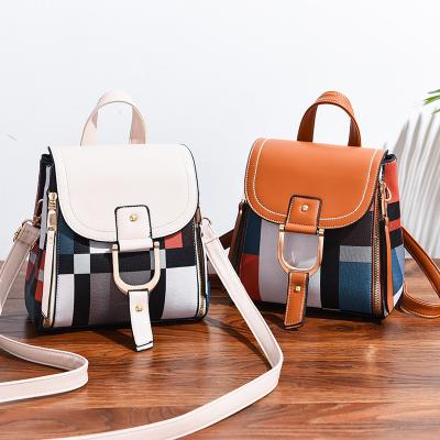 China 2021 New Geometric Anti-theft Bags Leather Soft Leather Casual Fashion Backpack Large Travel Backpack Women Backbags1 for sale