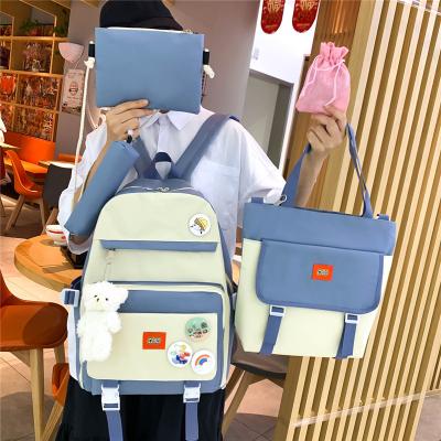 China NO New Canvas 5pcs/Set Teenage School Backpacks Beautiful Women Student Back To School Girls Backpacks Sets for sale