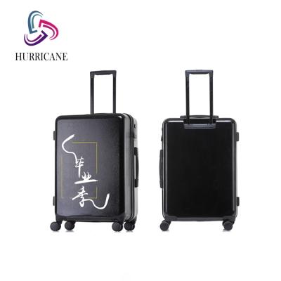 China Custom Made ABS Printing Hardshell Trolley Suitcase Plastic Travel Trolley Luggage 3 Piece Set for sale