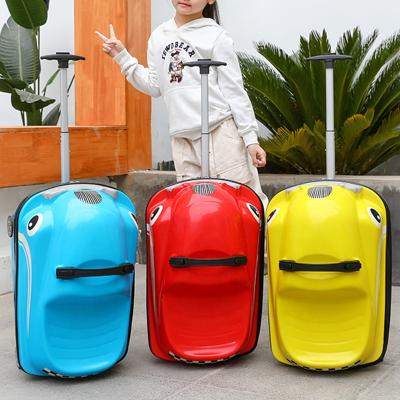 China New Cute Cartoon Airport Travel Tough Car Children Ride On 3d Suitcase Trolley Kids Luggage Small for sale