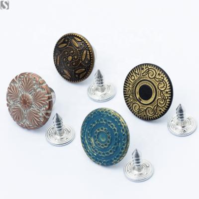 China Vintage Nickel Free Custom Denim SANKO Brass Jeans Buttons For Clothes for sale