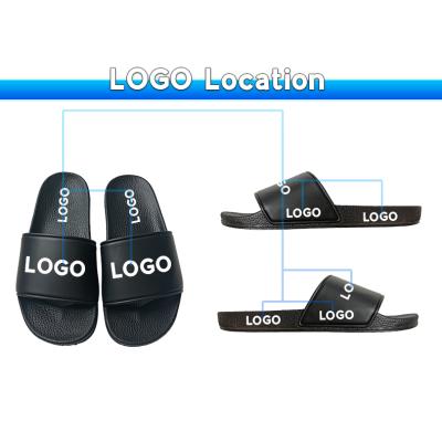 China Custom Fashion Trend Beach Men Slide-On OEM Logo Design Slider Slippers Sandals for sale