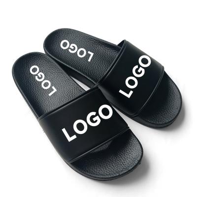 China Fashion Trend Customized Slide-on Fashion Design Black Sandals, Custom Black Slide Sandal With Logo for sale